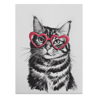 Premium Poster of Cute Cat with Heart-Shaped Glasses Fun Posters