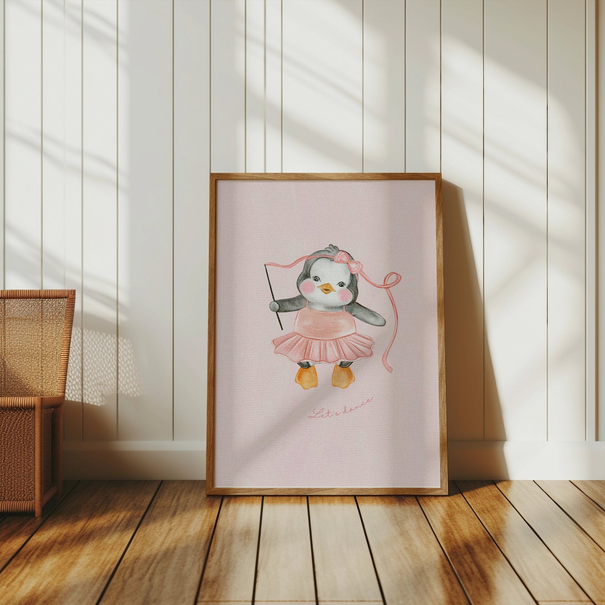 Premium Poster of Cute Dancing Penguin with Ribbon Art Print Posters