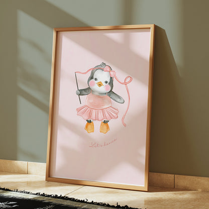 Premium Poster of Cute Dancing Penguin with Ribbon Art Print Posters