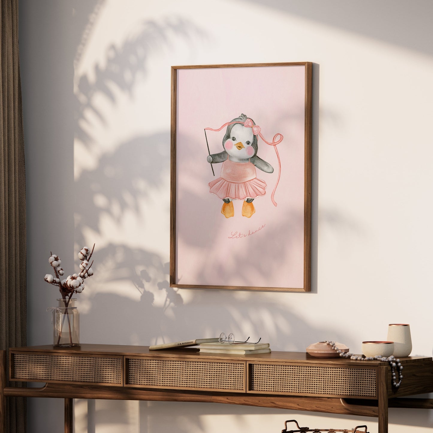 Premium Poster of Cute Dancing Penguin with Ribbon Art Print Posters