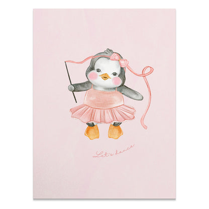 Premium Poster of Cute Dancing Penguin with Ribbon Art Print Posters