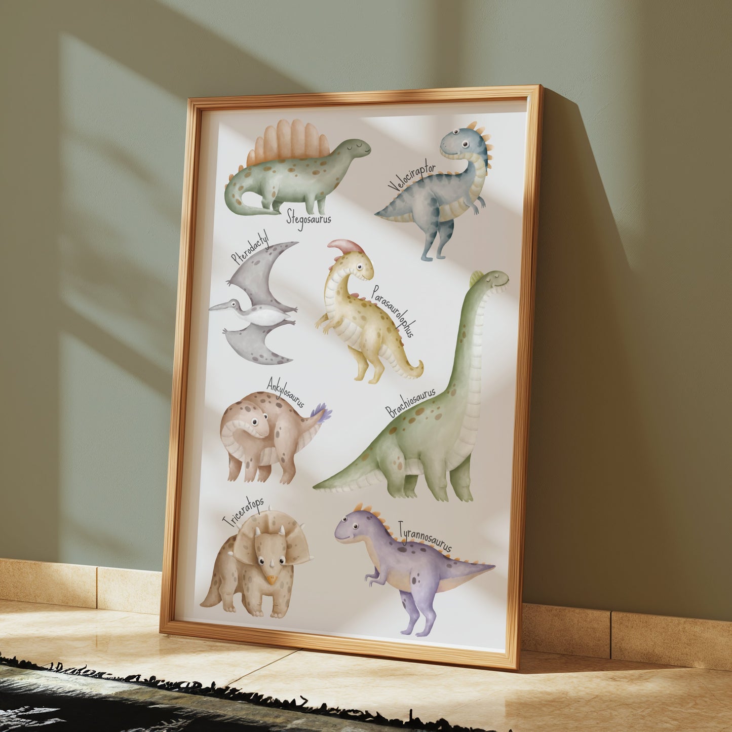 Premium Poster of Cute Dinosaur Cartoons for Kids Room Decor Posters