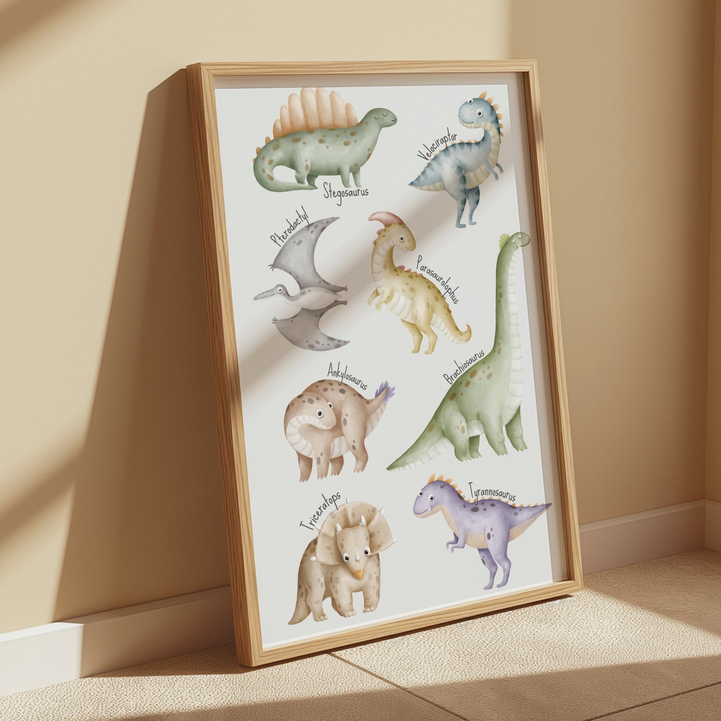 Premium Poster of Cute Dinosaur Cartoons for Kids Room Decor Posters