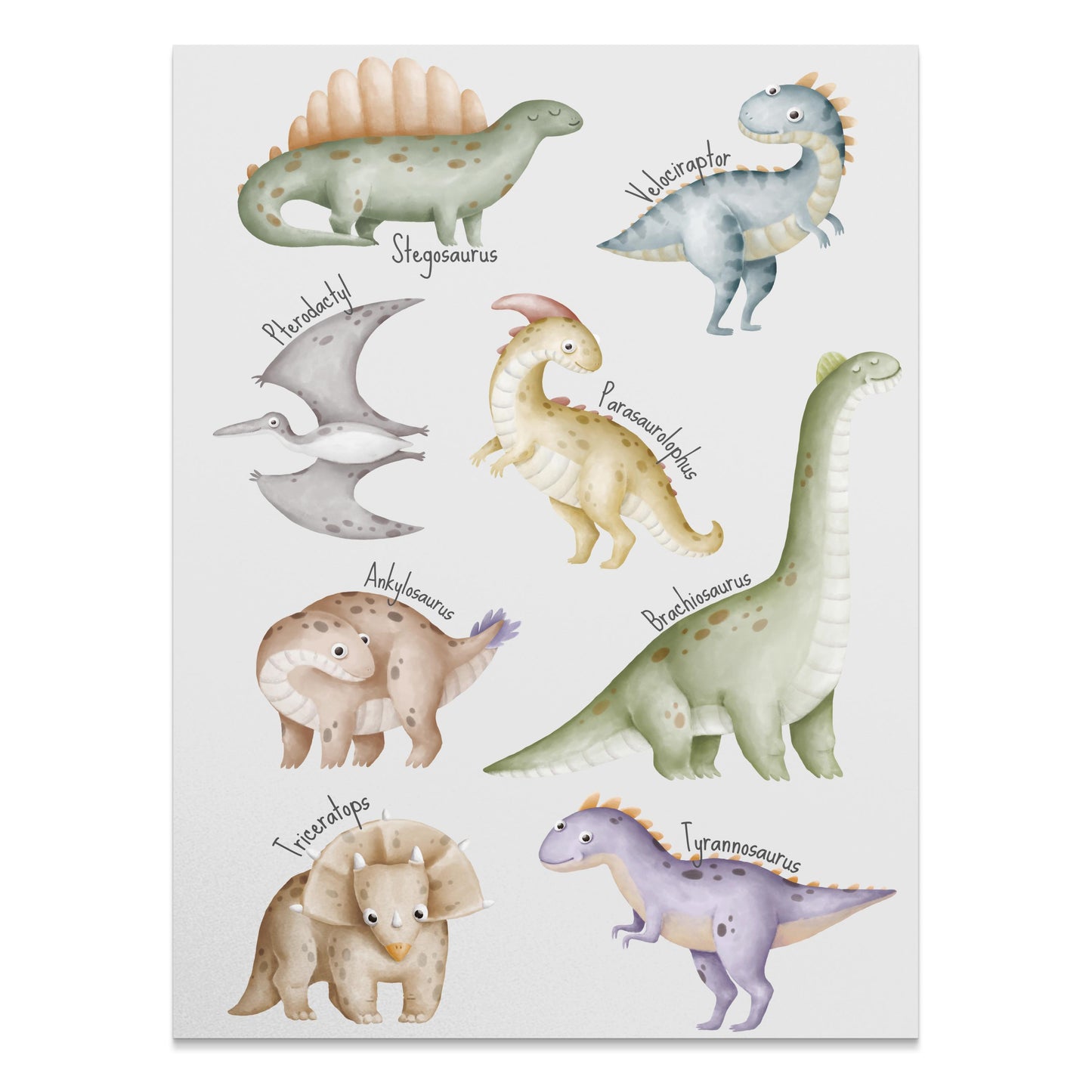 Premium Poster of Cute Dinosaur Cartoons for Kids Room Decor Posters
