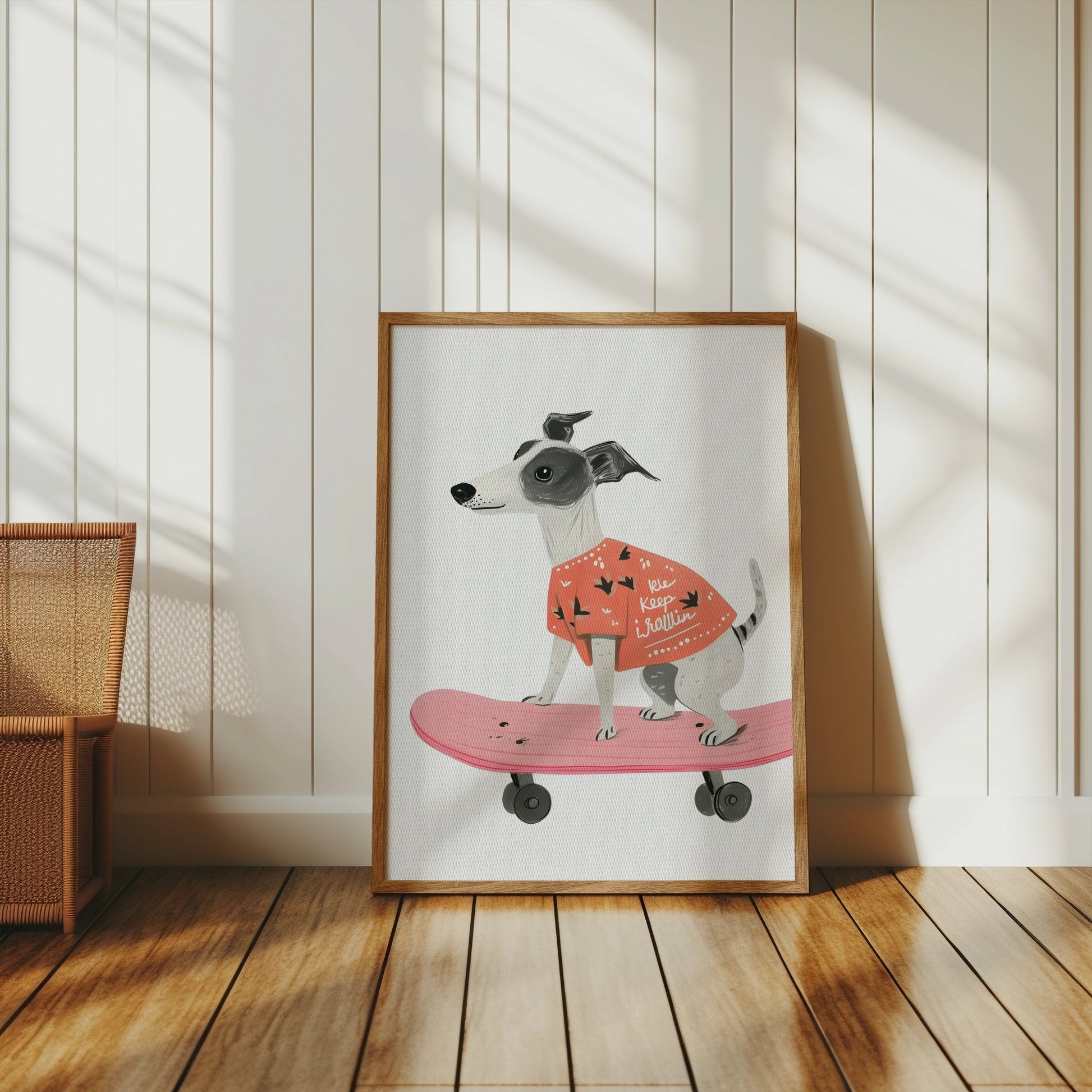 Premium Poster of Cute Dog Skateboarding with Fun Slogan Posters
