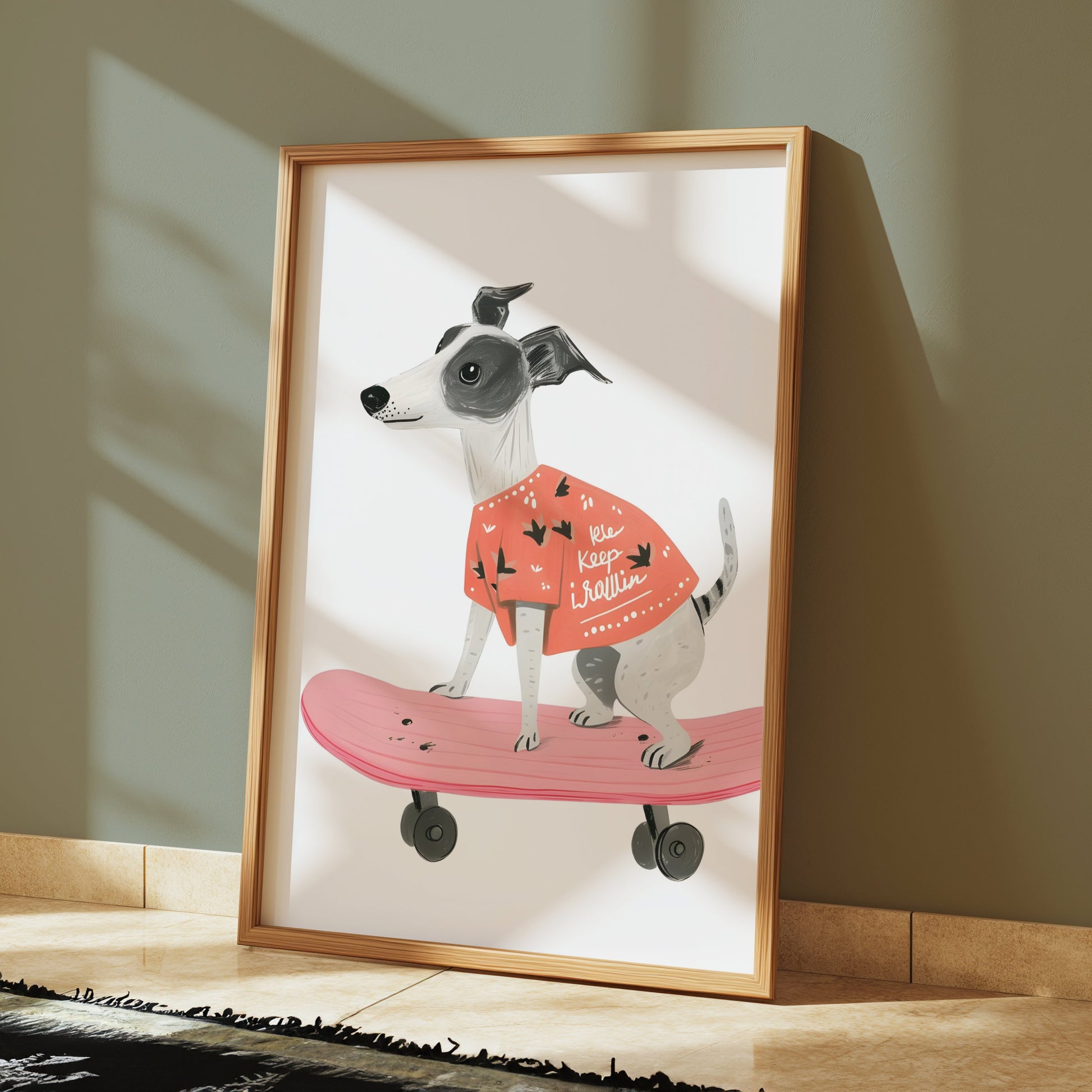 Premium Poster of Cute Dog Skateboarding with Fun Slogan Posters