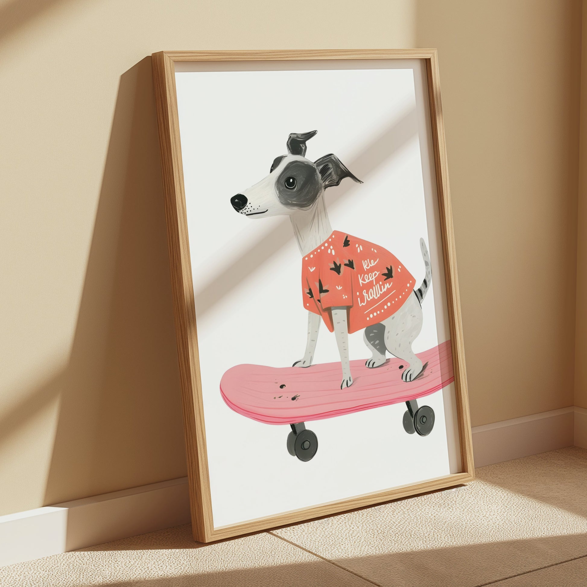 Premium Poster of Cute Dog Skateboarding with Fun Slogan Posters