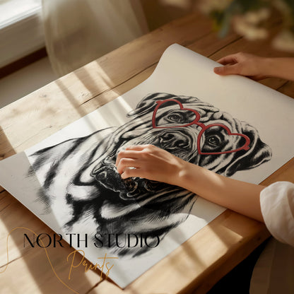 Premium Poster of Cute Dog Wearing Heart Shaped Glasses Art Posters