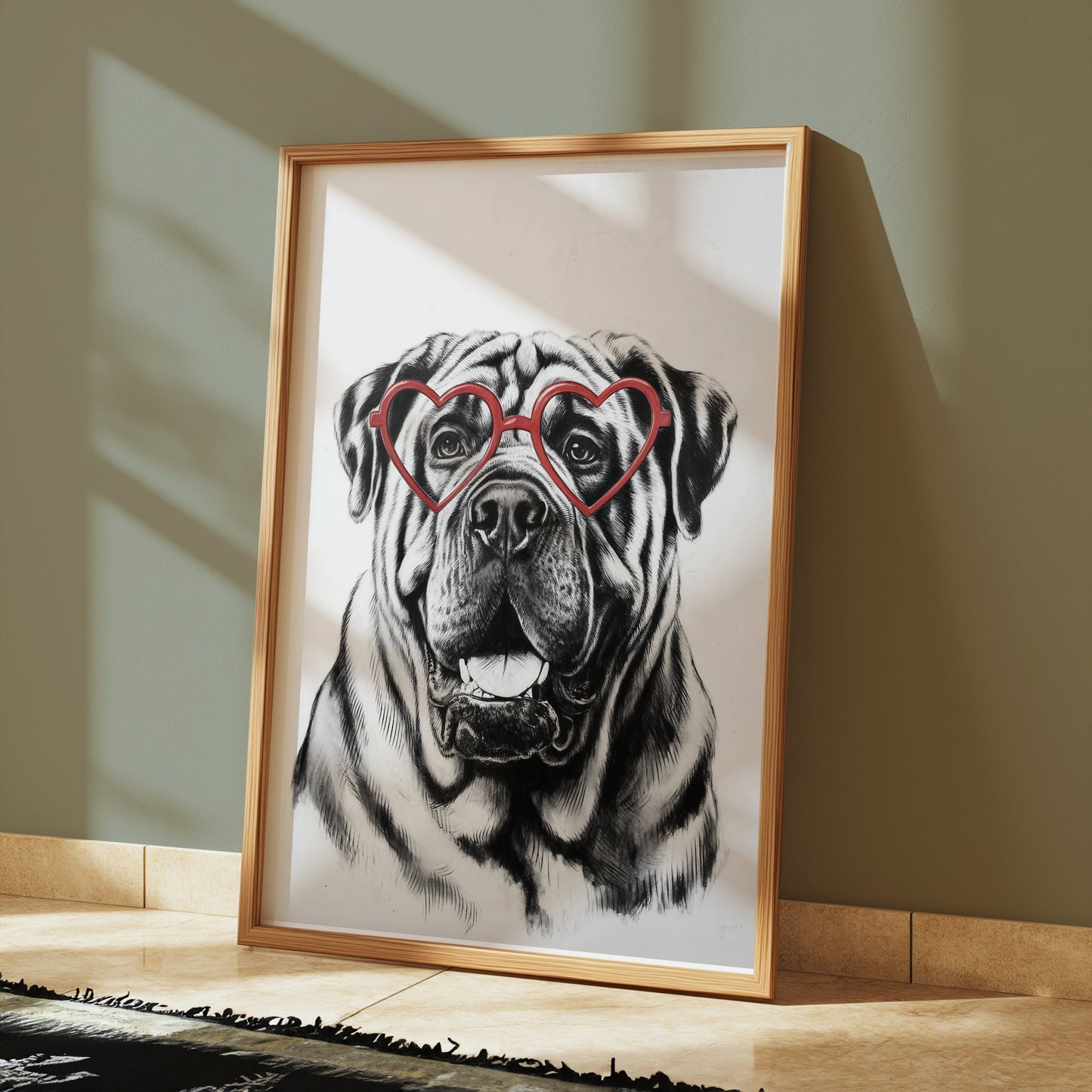 Premium Poster of Cute Dog Wearing Heart Shaped Glasses Art Posters