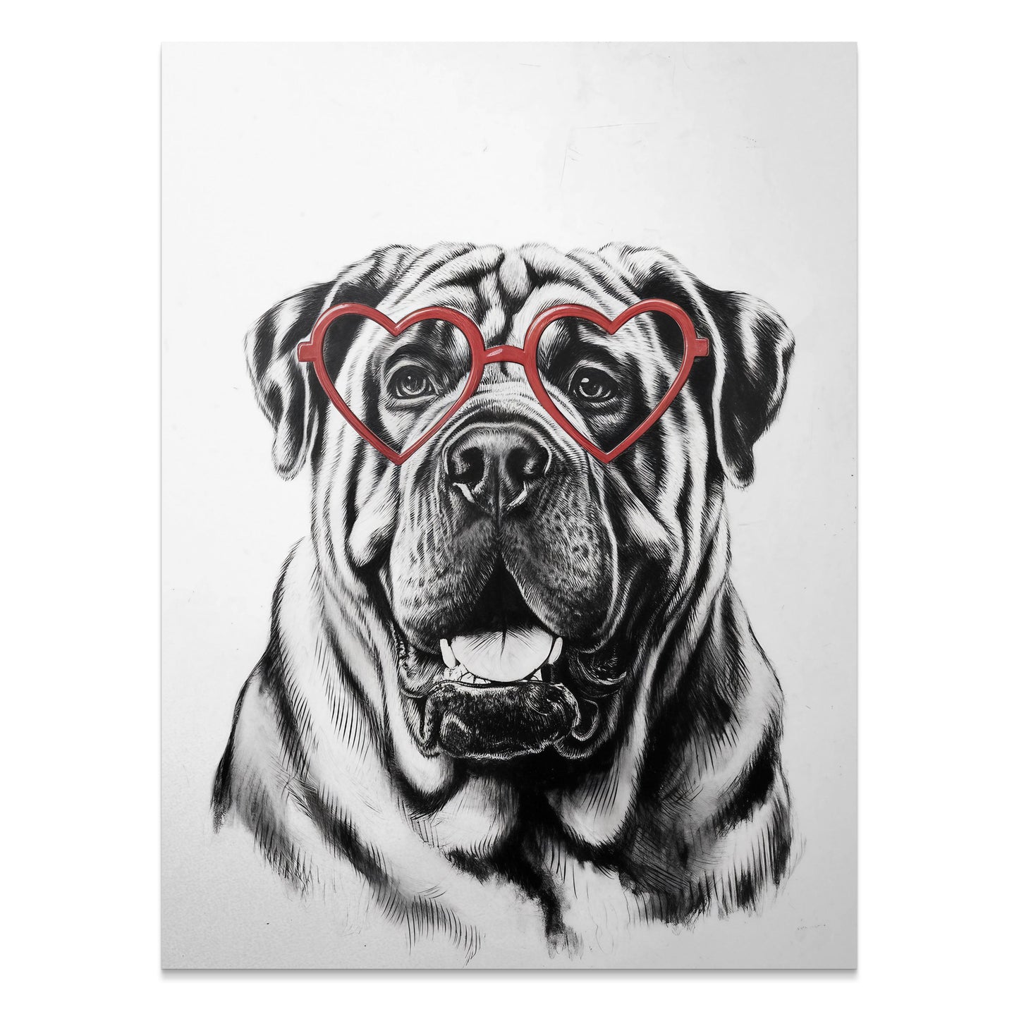Premium Poster of Cute Dog Wearing Heart Shaped Glasses Art Posters