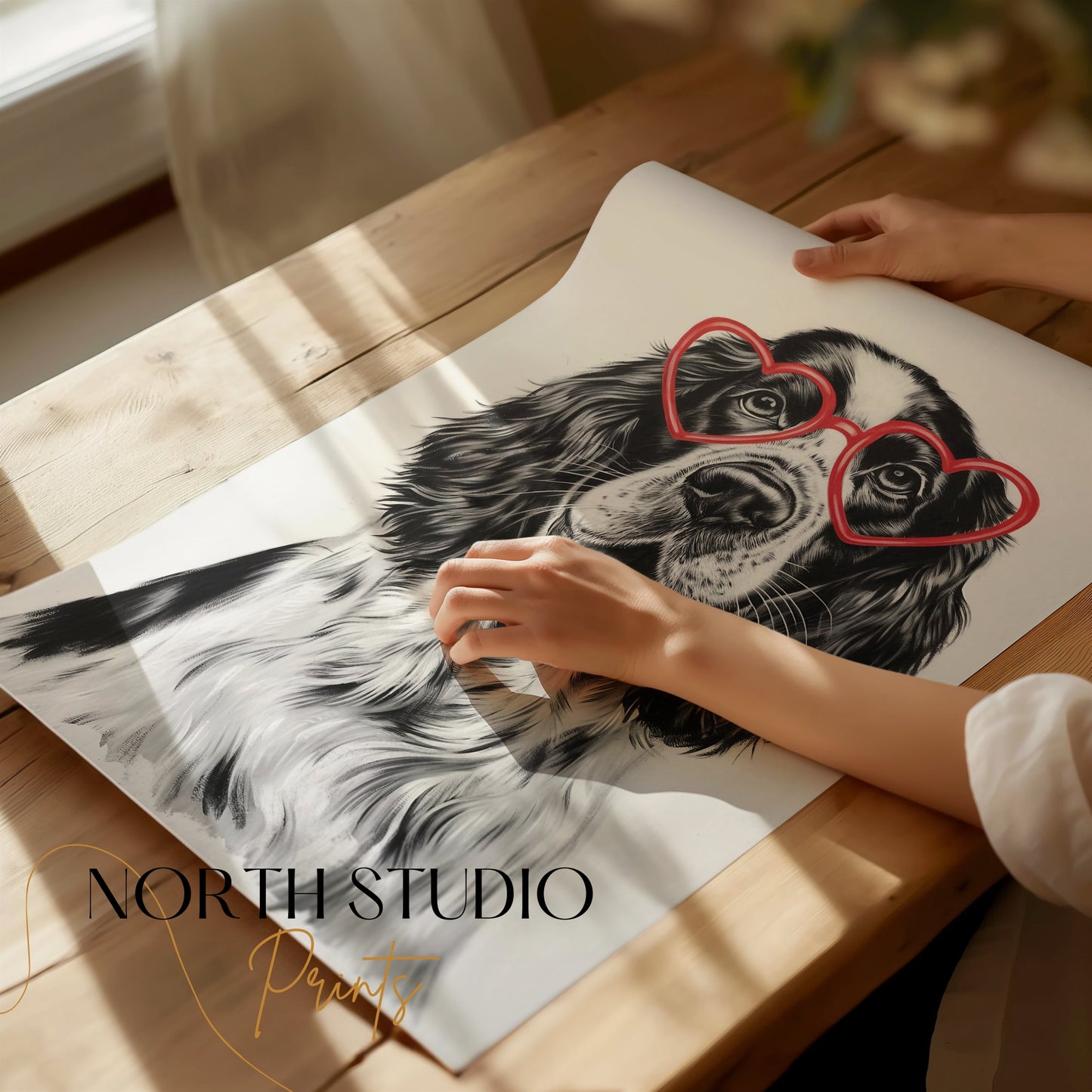 Premium Poster of Cute Dog with Heart-Shaped Glasses Art Print Posters