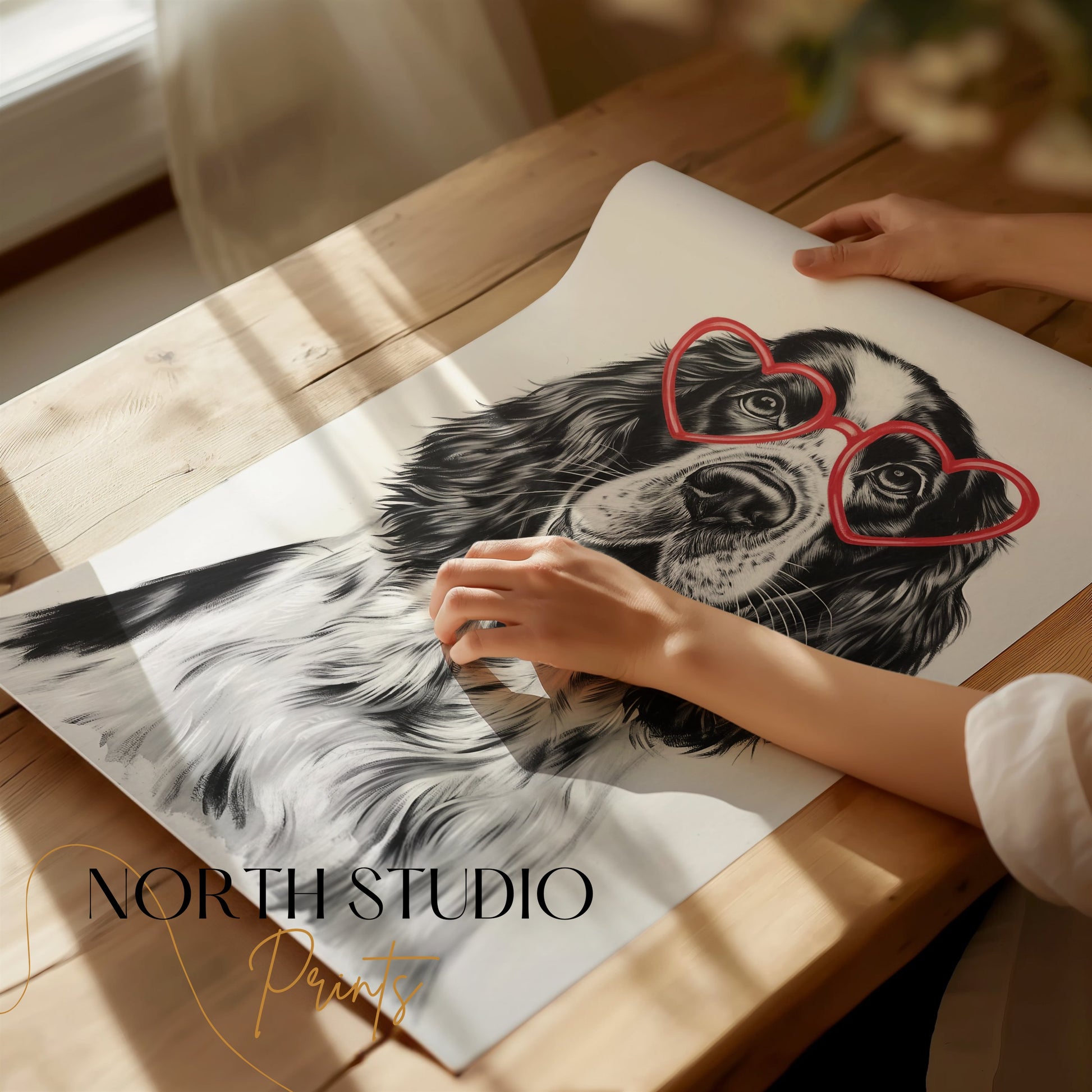 Premium Poster of Cute Dog with Heart-Shaped Glasses Art Print Posters