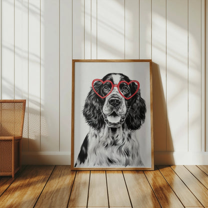 Premium Poster of Cute Dog with Heart-Shaped Glasses Art Print Posters