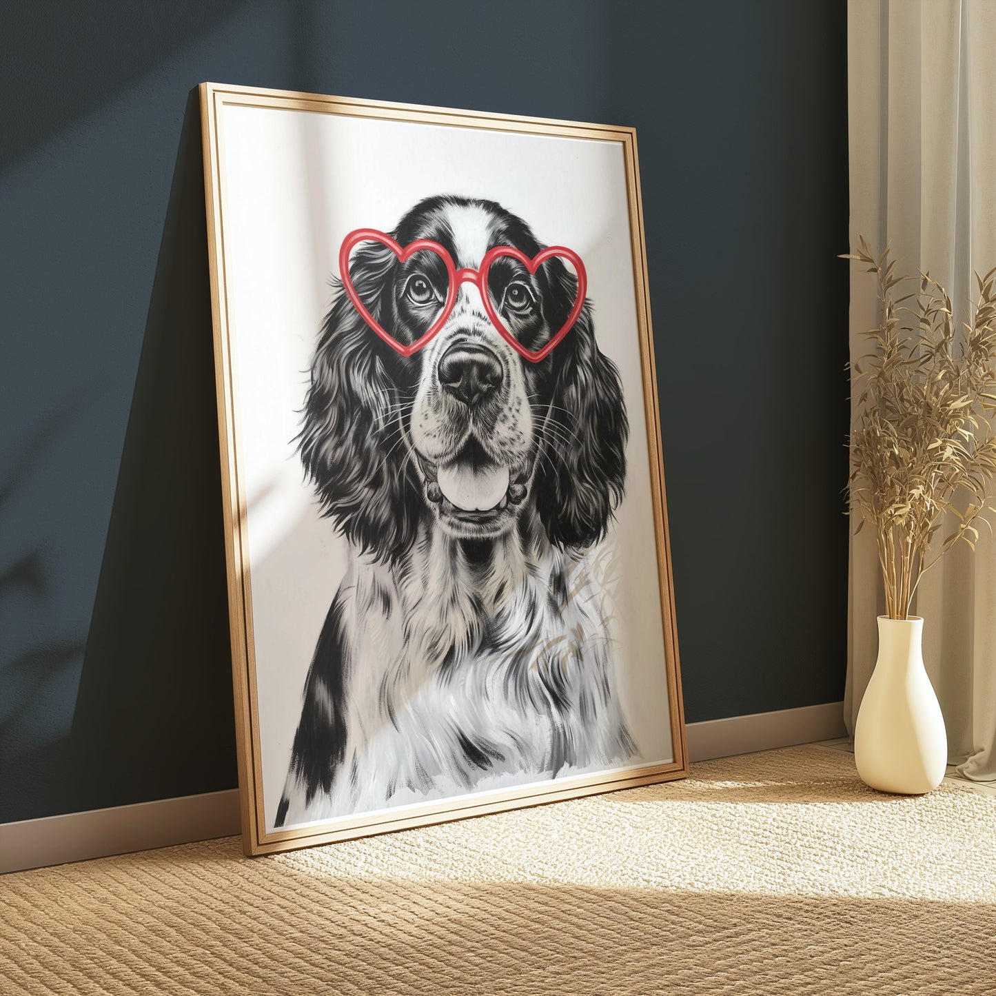 Premium Poster of Cute Dog with Heart-Shaped Glasses Art Print Posters