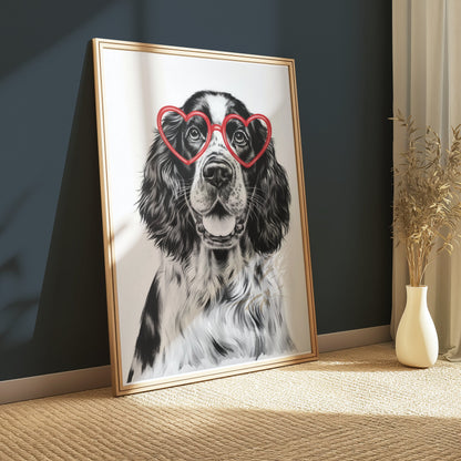 Premium Poster of Cute Dog with Heart-Shaped Glasses Art Print Posters
