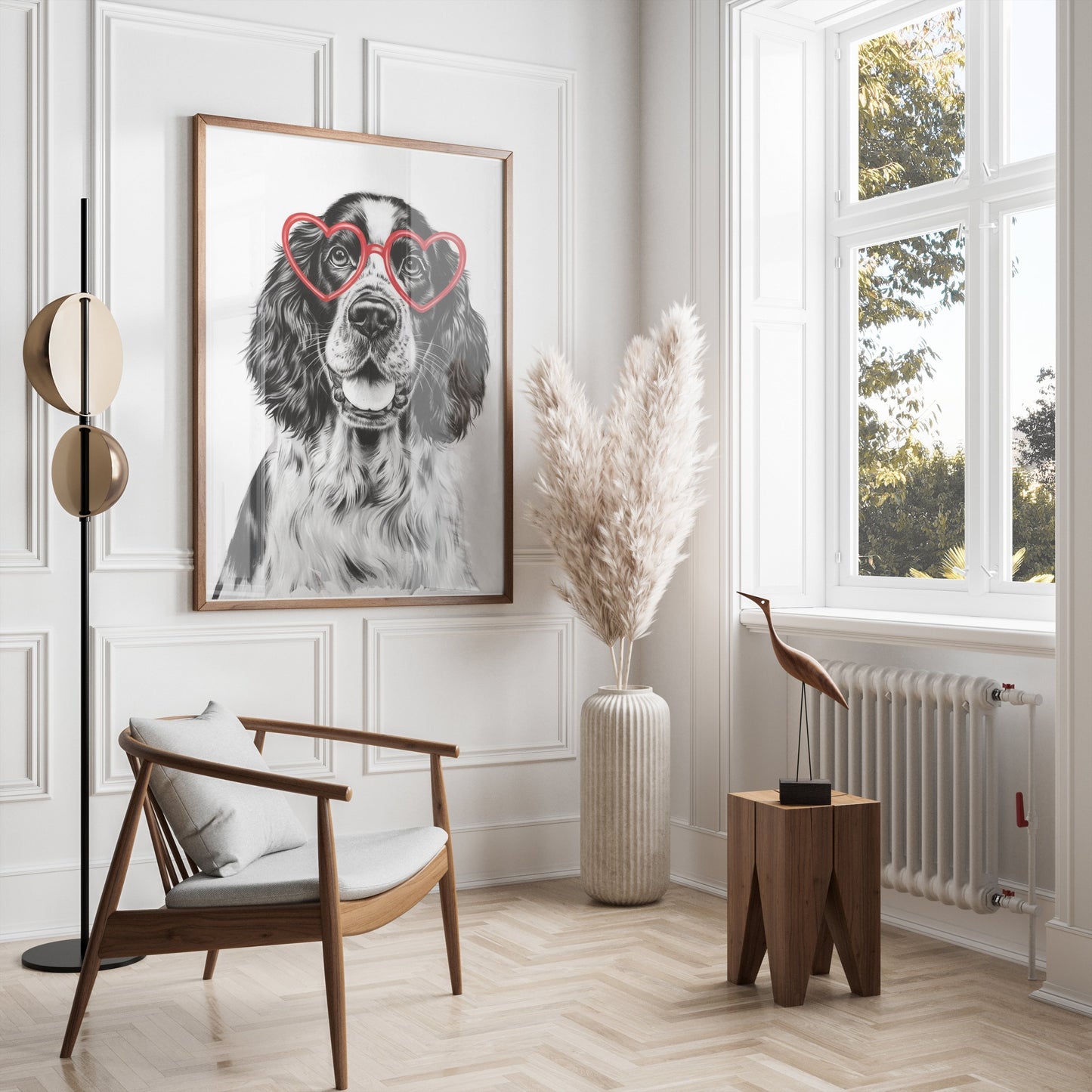 Premium Poster of Cute Dog with Heart-Shaped Glasses Art Print Posters