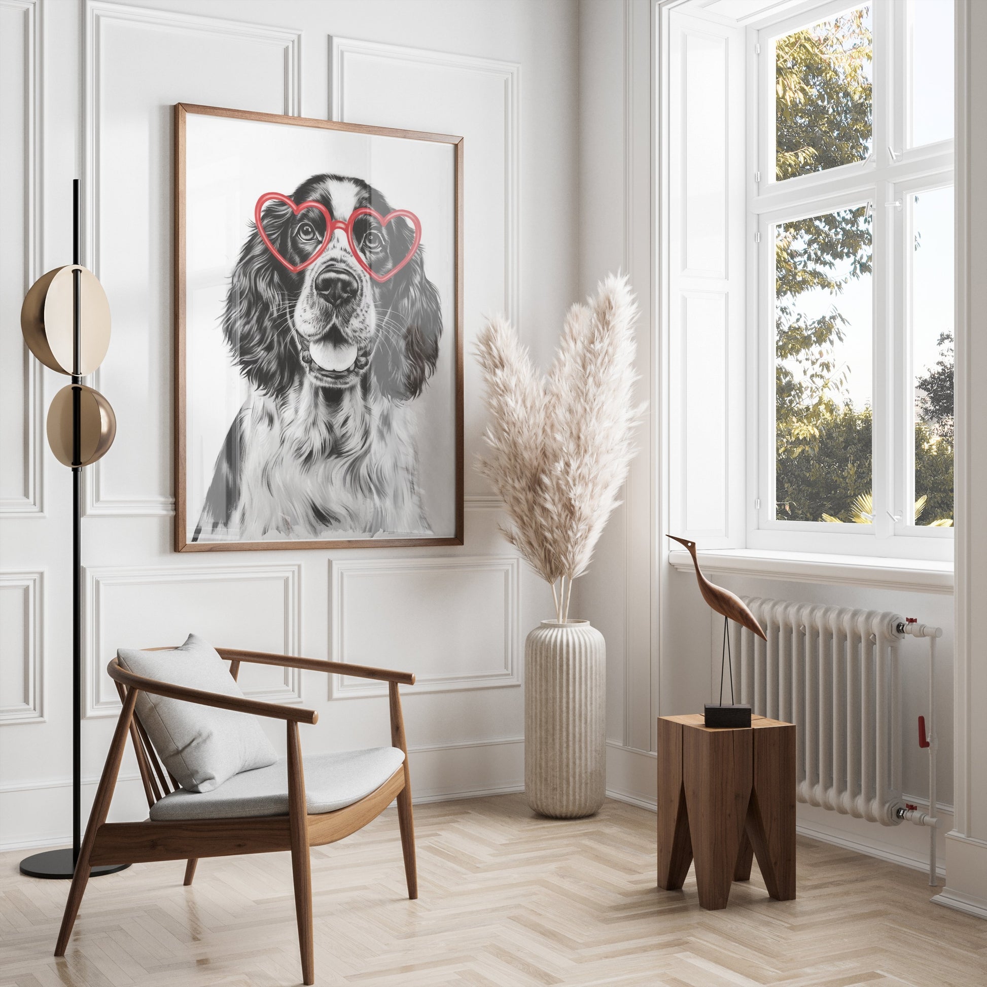 Premium Poster of Cute Dog with Heart-Shaped Glasses Art Print Posters