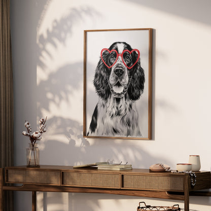 Premium Poster of Cute Dog with Heart-Shaped Glasses Art Print Posters