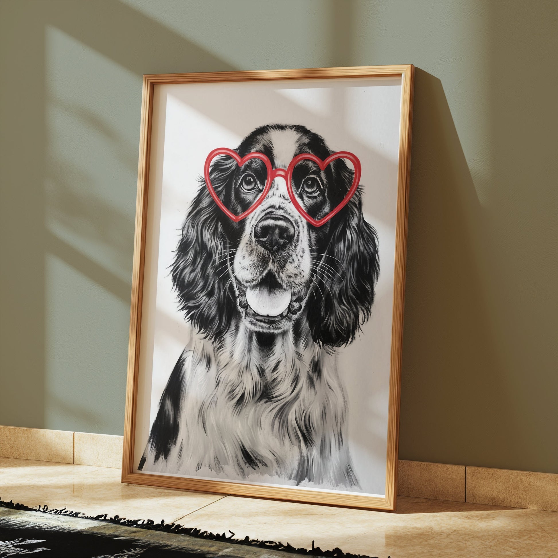 Premium Poster of Cute Dog with Heart-Shaped Glasses Art Print Posters
