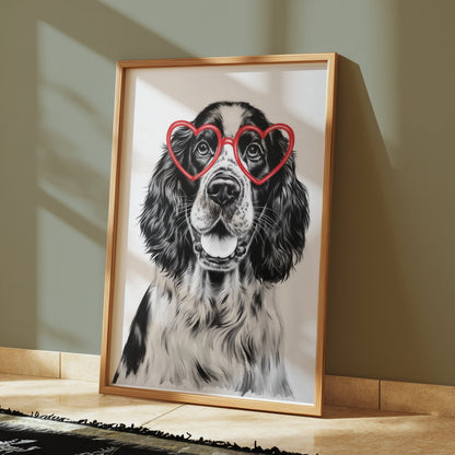 Premium Poster of Cute Dog with Heart-Shaped Glasses Art Print Posters