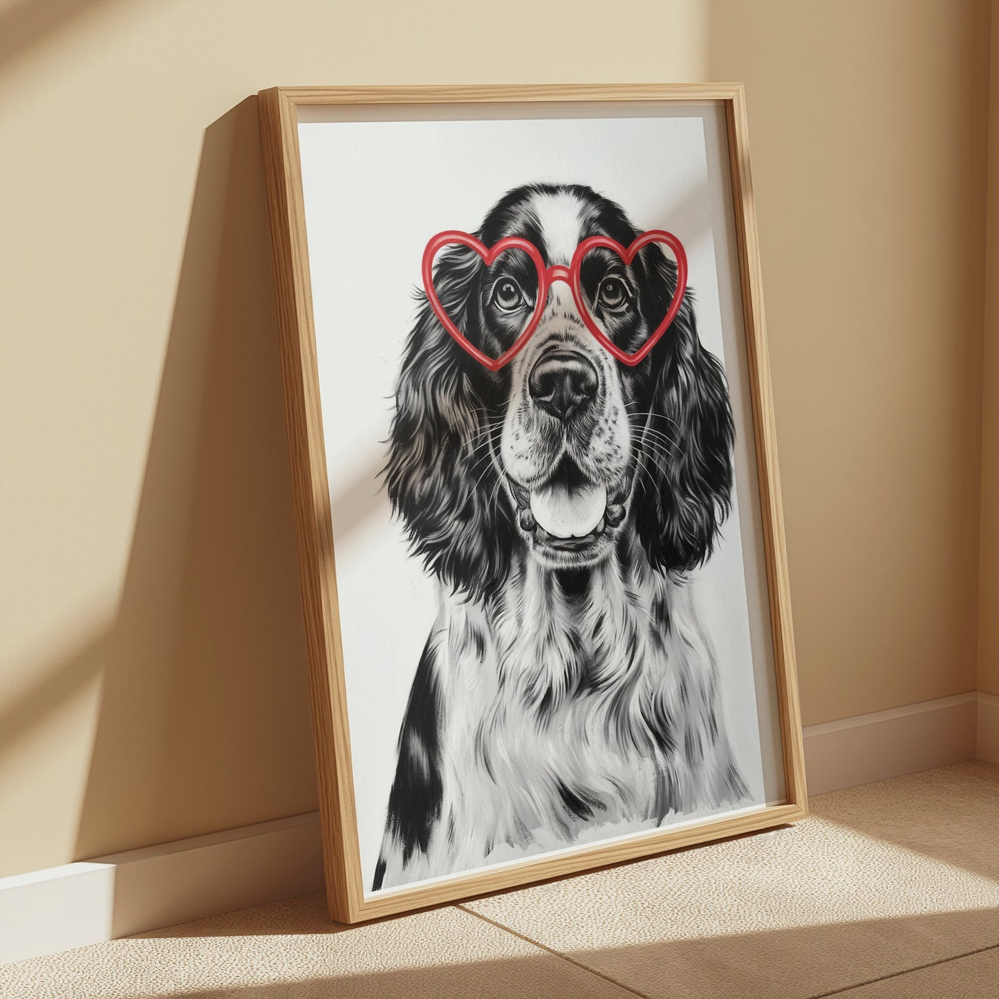 Premium Poster of Cute Dog with Heart-Shaped Glasses Art Print Posters