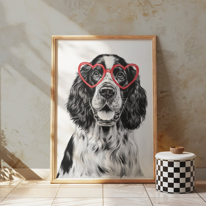 Premium Poster of Cute Dog with Heart-Shaped Glasses Art Print Posters