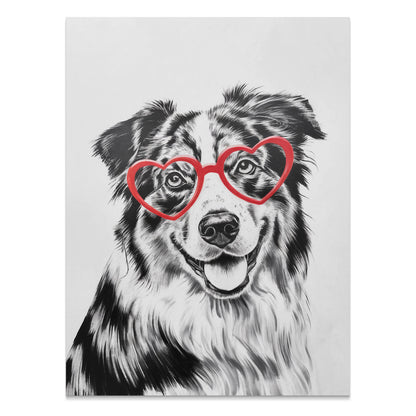 Premium Poster of Cute Dog with Red Heart Glasses Illustration Posters