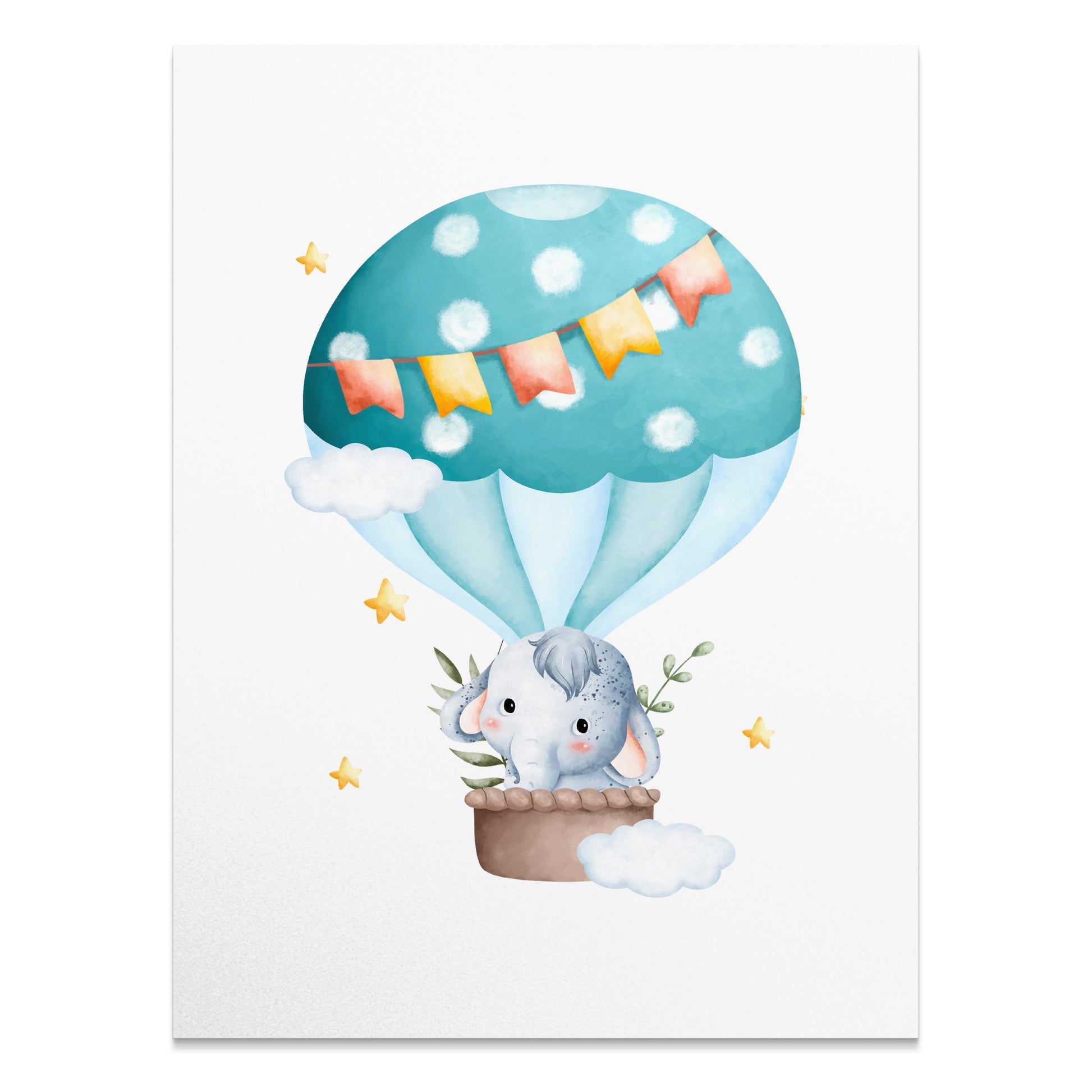 Premium Poster of Cute Elephant in Hot Air Balloon Children's Posters