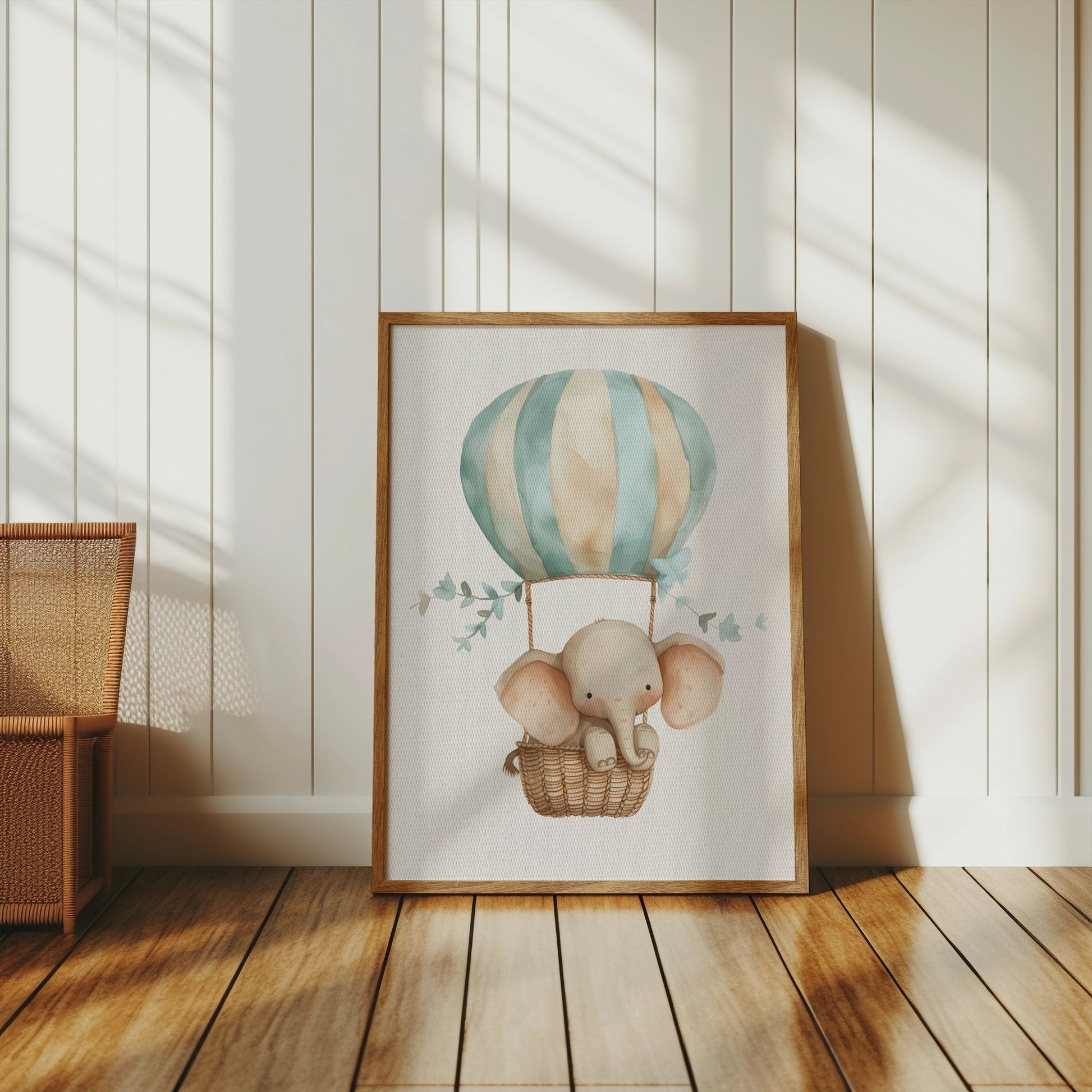 Premium Poster of Cute Elephant in Hot Air Balloon Posters