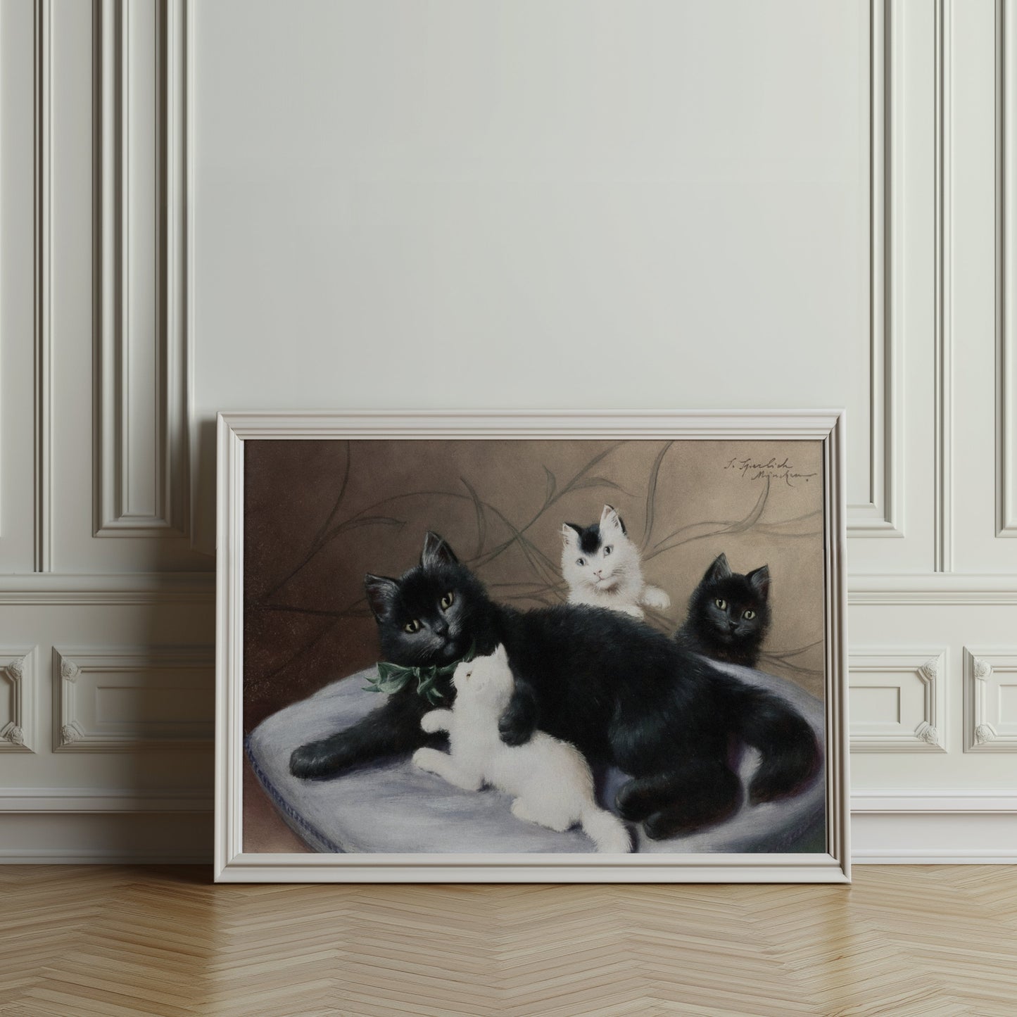 Premium Poster of Cute Family of Cats Relaxing Together Art Print Posters