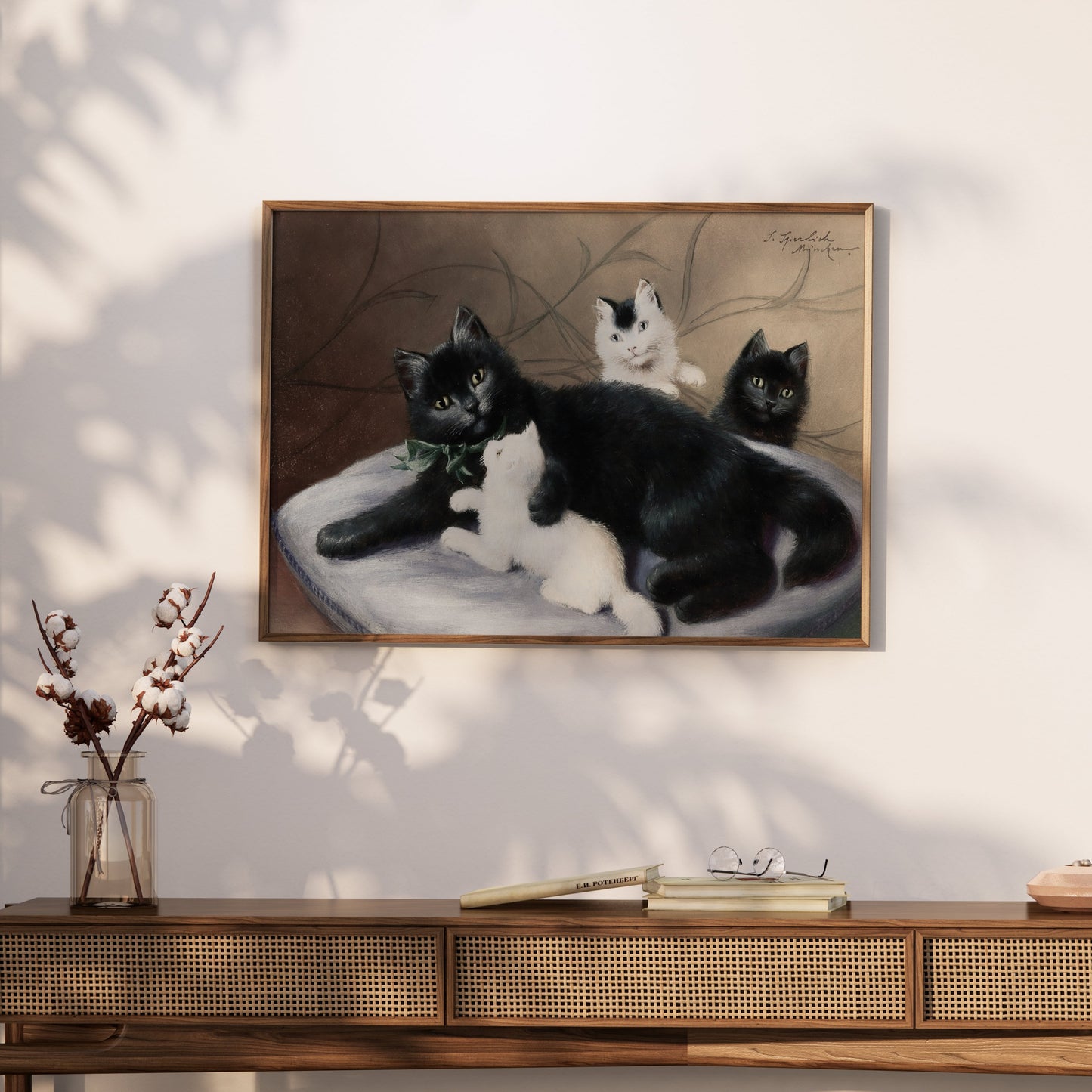 Premium Poster of Cute Family of Cats Relaxing Together Art Print Posters