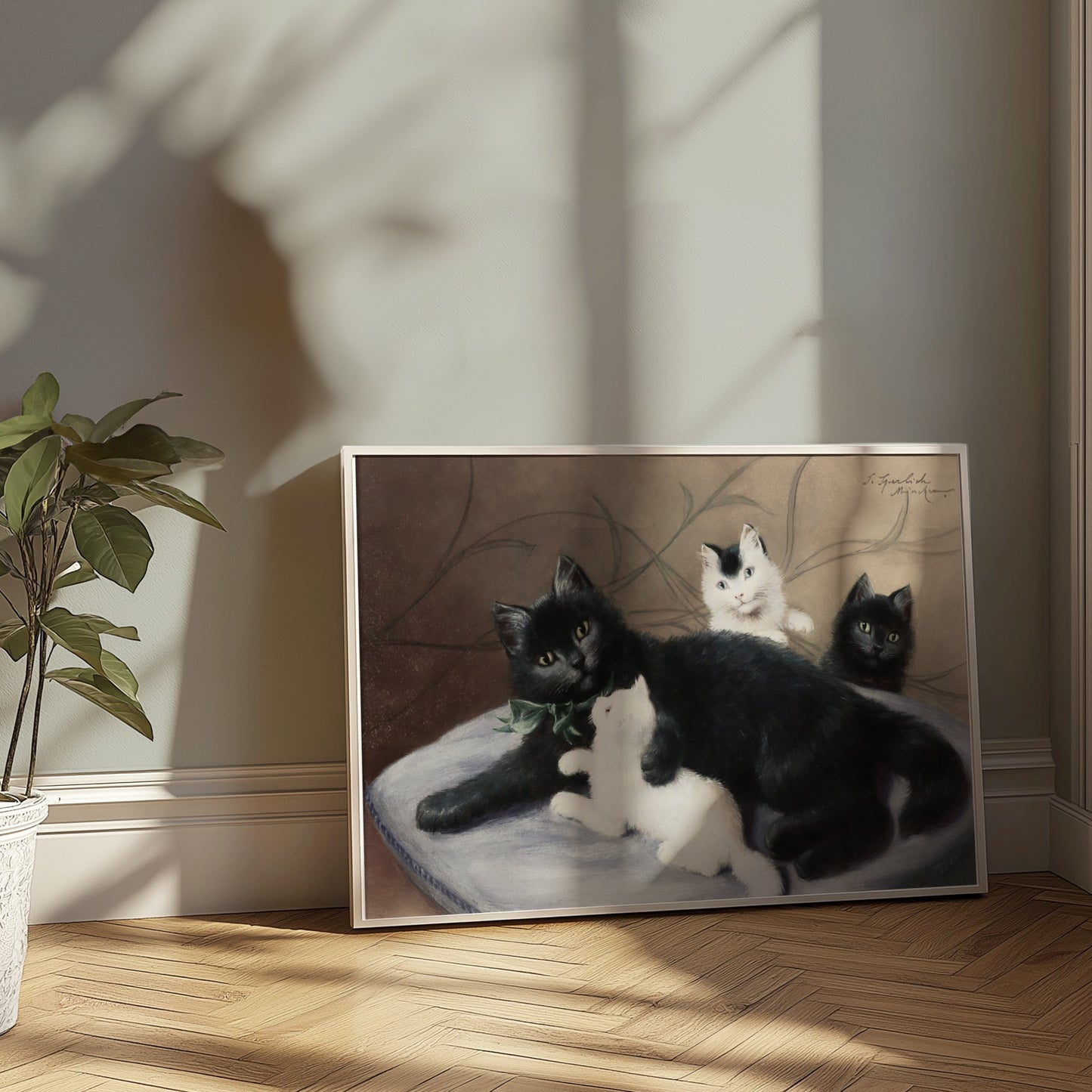 Premium Poster of Cute Family of Cats Relaxing Together Art Print Posters
