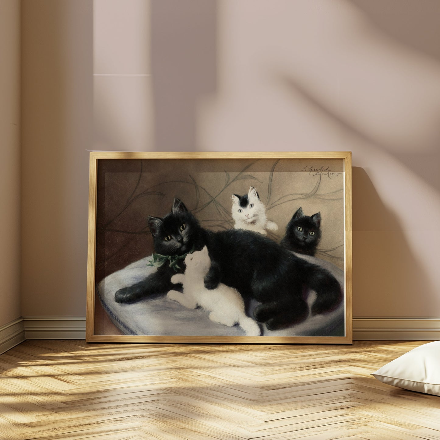 Premium Poster of Cute Family of Cats Relaxing Together Art Print Posters