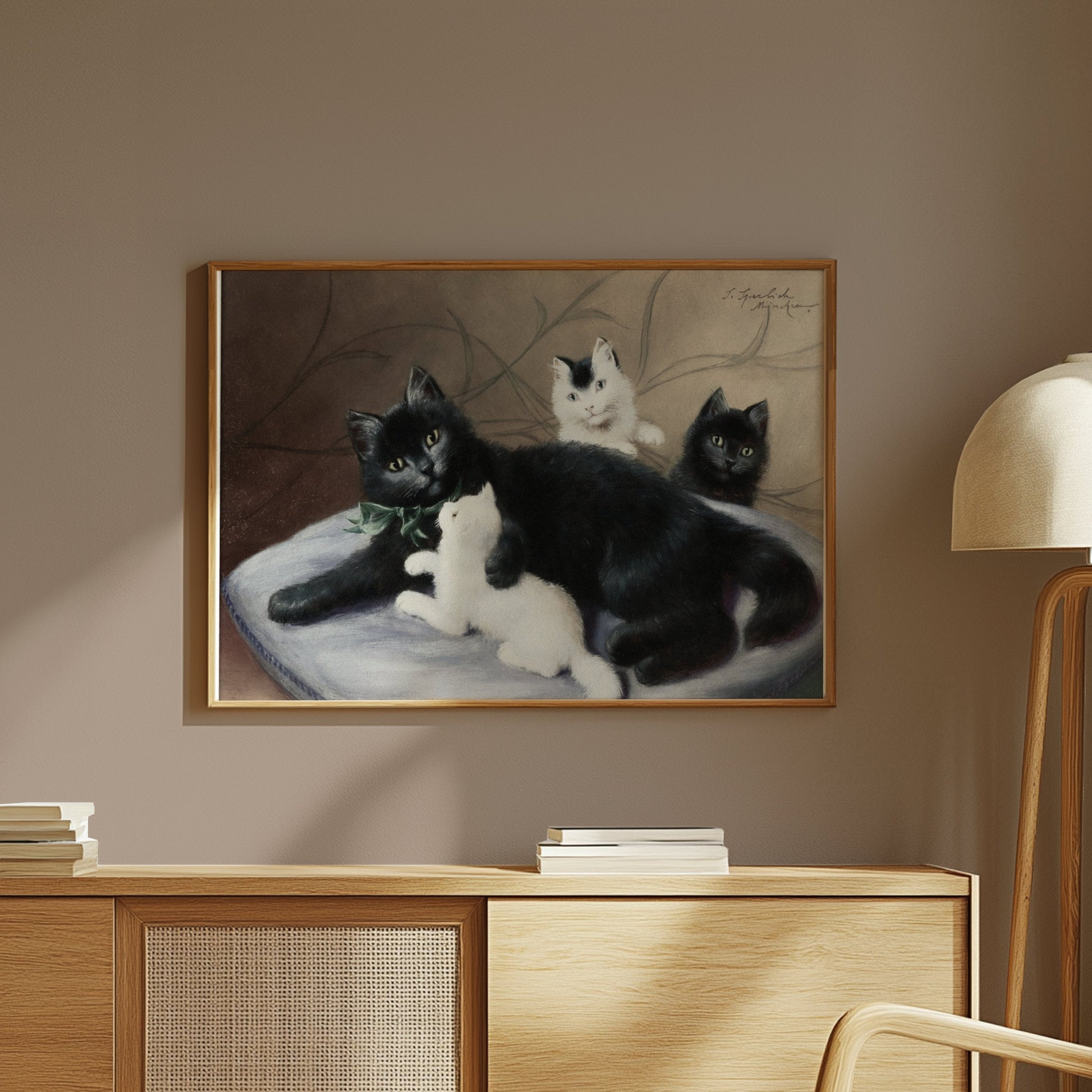 Premium Poster of Cute Family of Cats Relaxing Together Art Print Posters