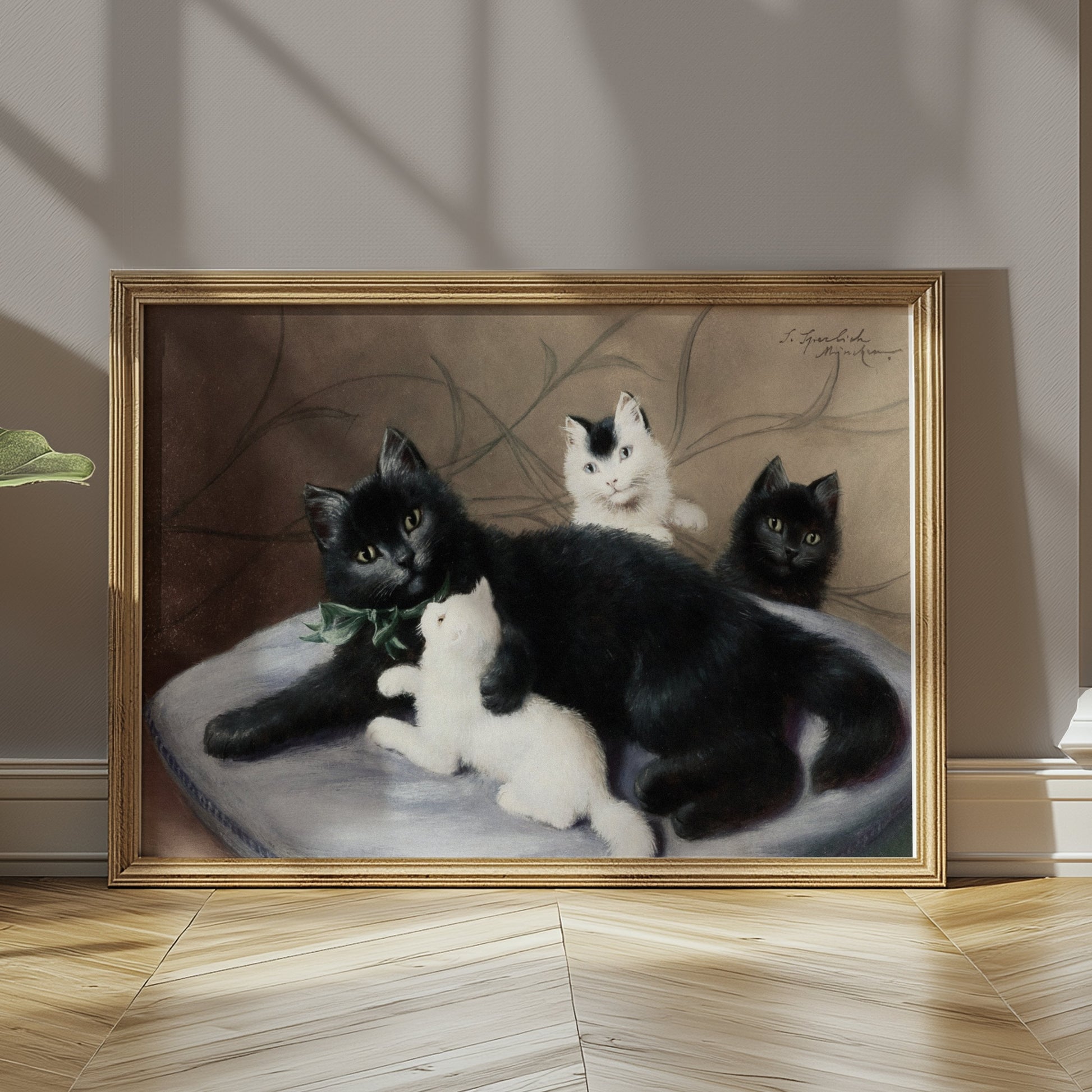 Premium Poster of Cute Family of Cats Relaxing Together Art Print Posters