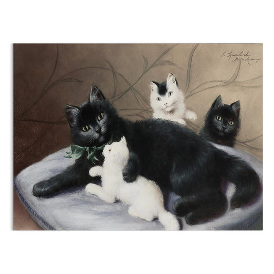 Premium Poster of Cute Family of Cats Relaxing Together Art Print Posters