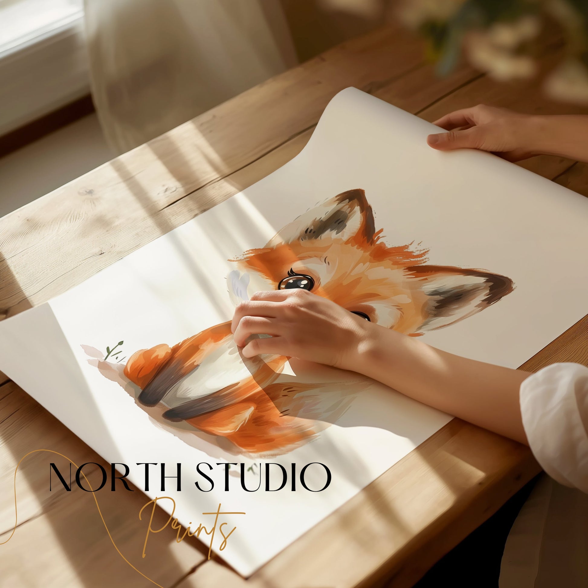 Premium Poster of Cute Fox Illustration Art for Children's Room Posters