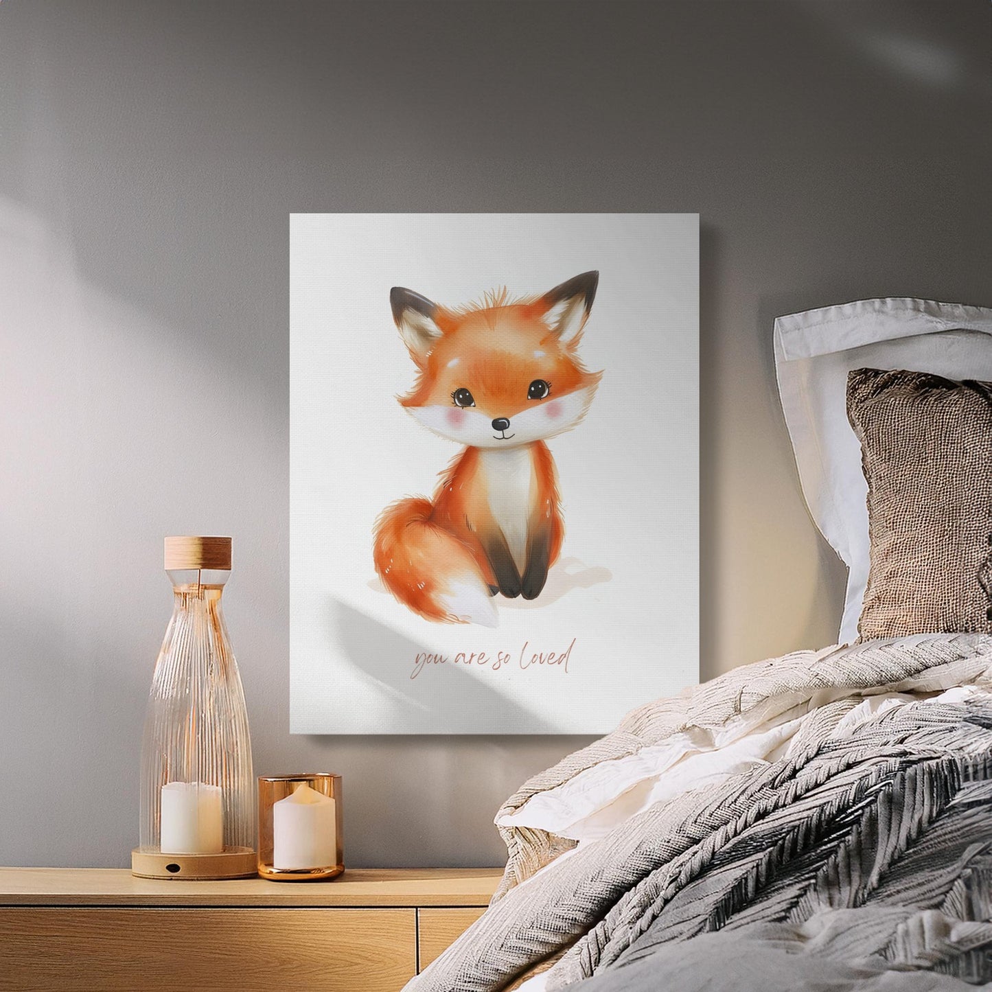 Premium Poster of Cute Fox Illustration You Are So Loved Canvas Wraps