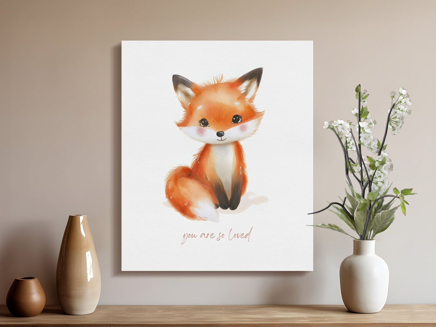 Premium Poster of Cute Fox Illustration You Are So Loved Canvas Wraps