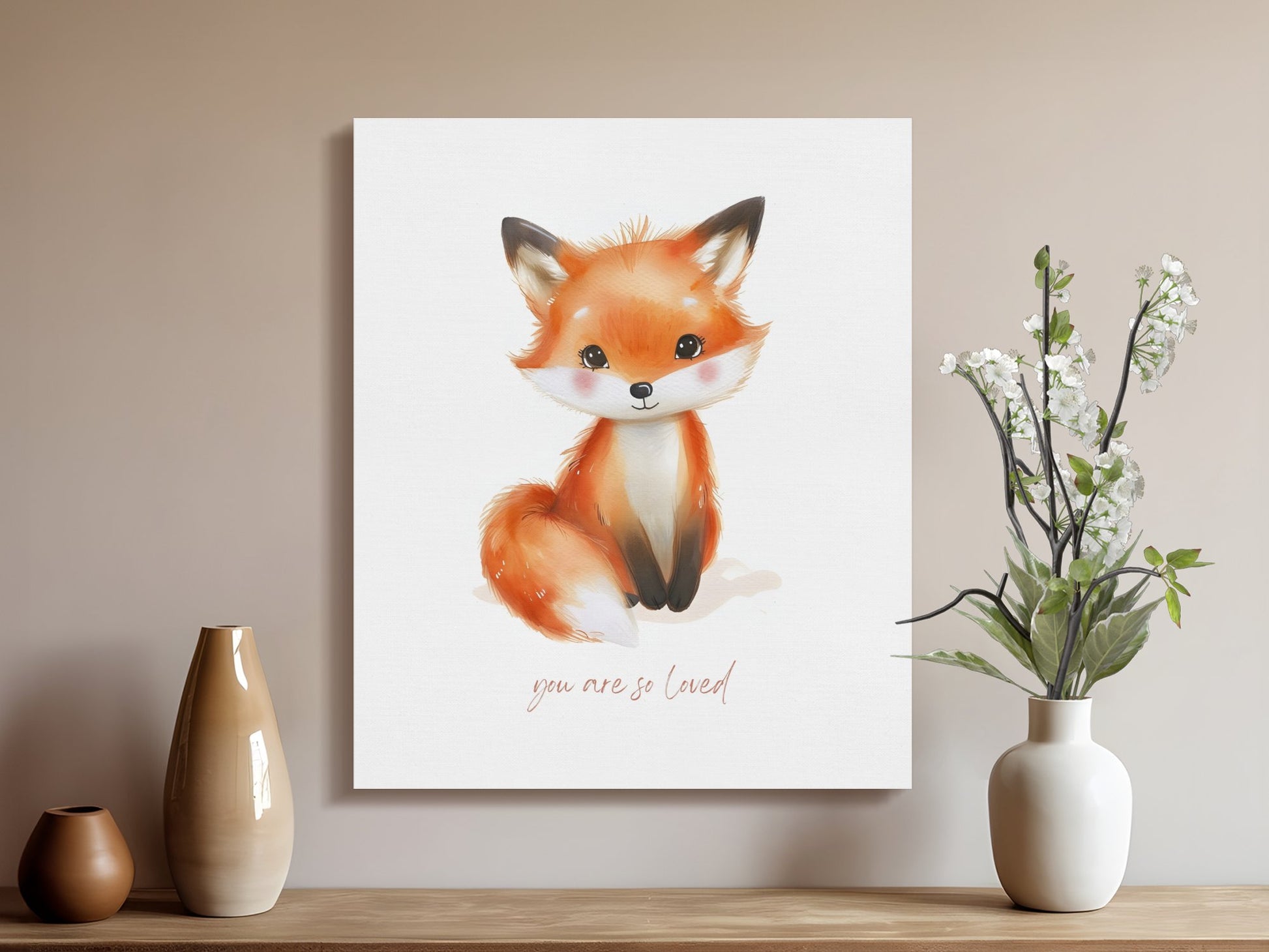 Premium Poster of Cute Fox Illustration You Are So Loved Canvas Wraps