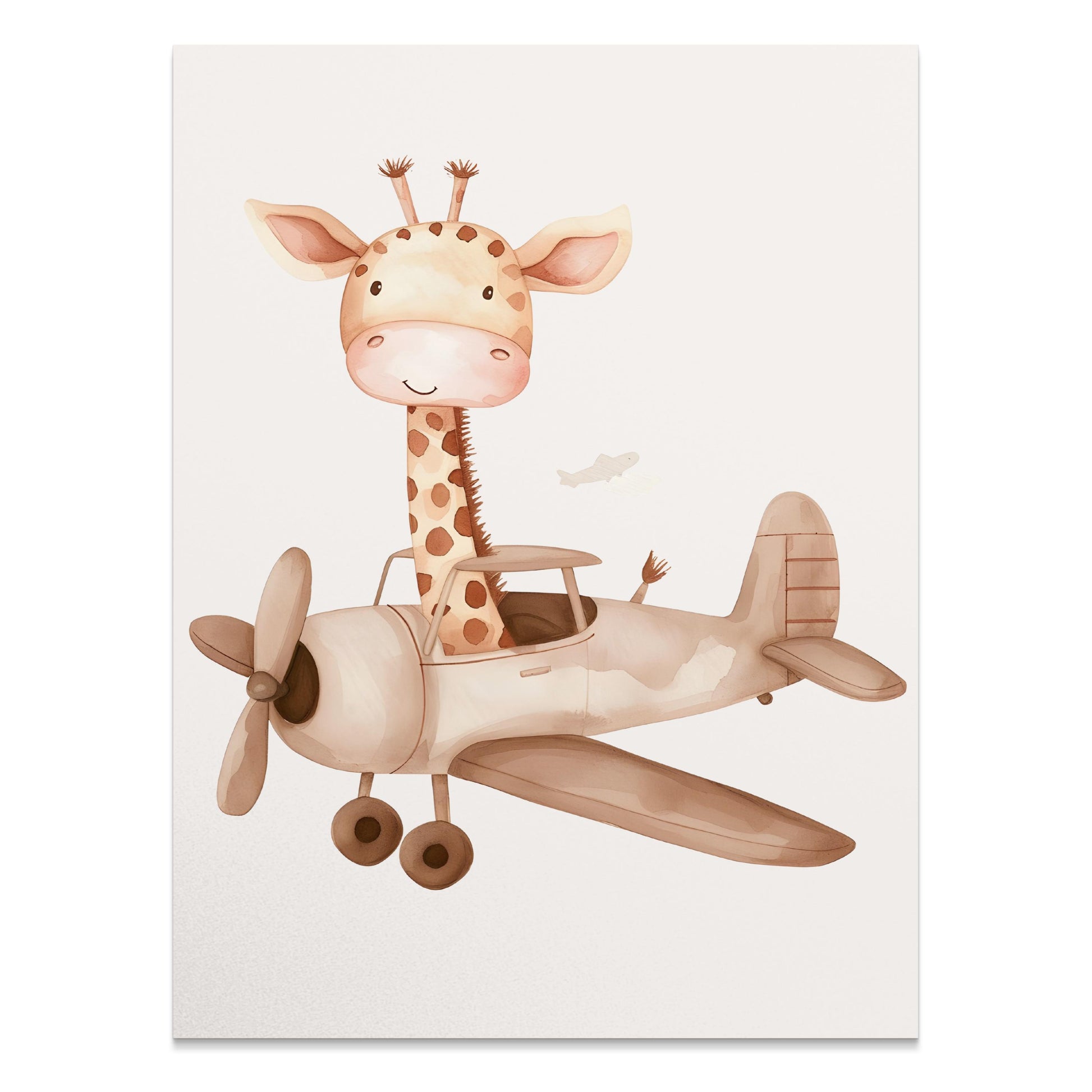 Premium Poster of Cute Giraffe Flying Airplane Nursery Wall Art Posters
