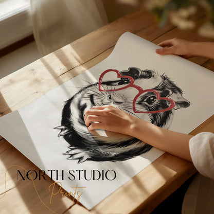 Premium Poster of Cute Guinea Pig with Heart Glasses Art Posters