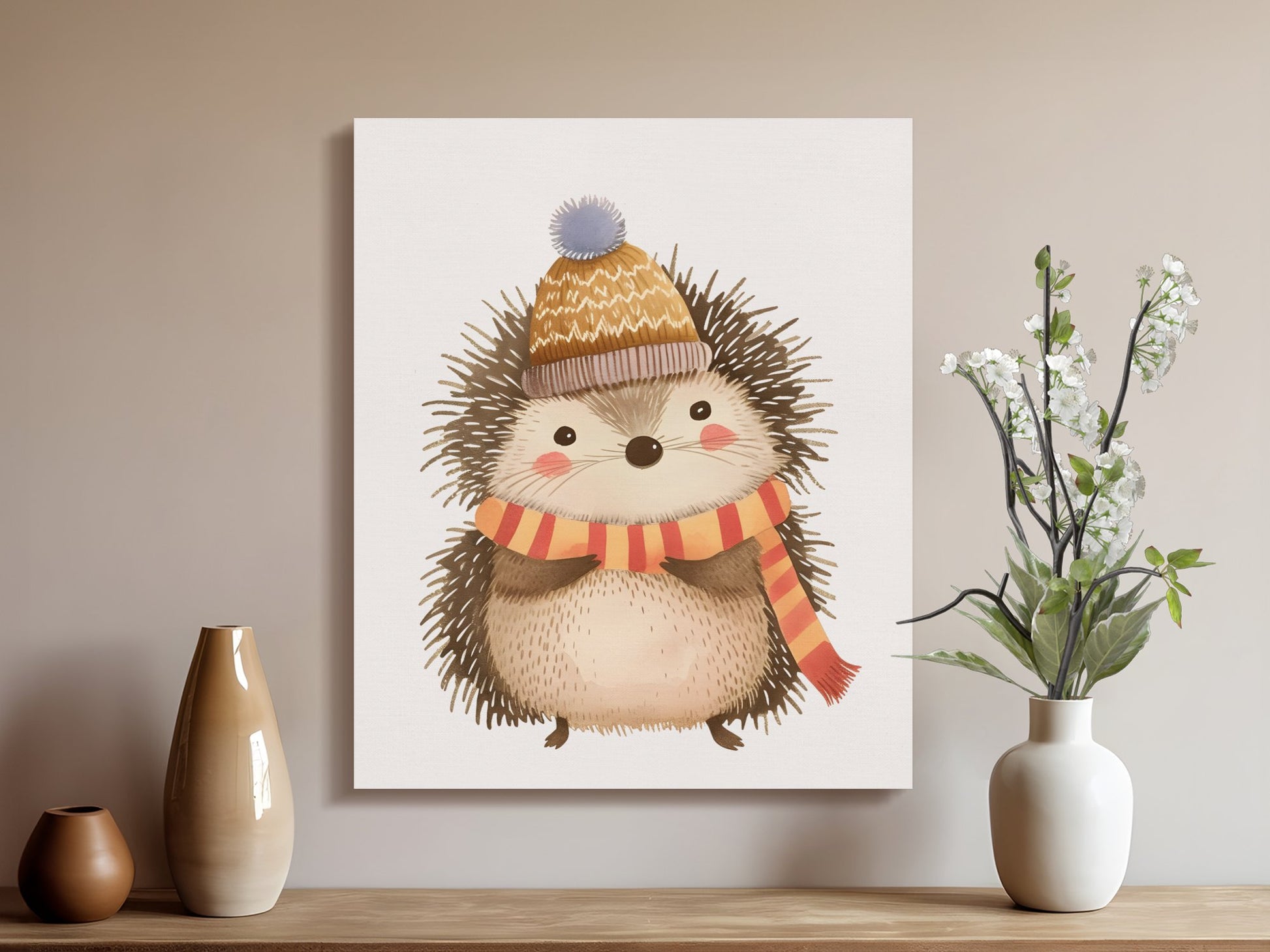 Premium Poster of Cute Hedgehog Illustration Nursery Wall Art Canvas Wraps
