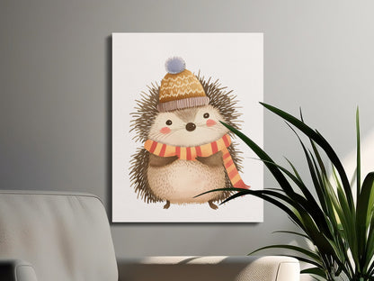 Premium Poster of Cute Hedgehog Illustration Nursery Wall Art Canvas Wraps