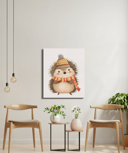 Premium Poster of Cute Hedgehog Illustration Nursery Wall Art Canvas Wraps