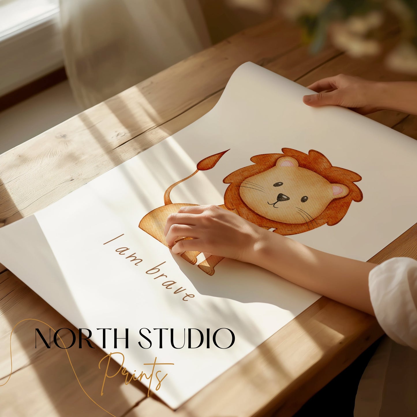 Premium Poster of Cute Illustrated Lion Artwork with Inspirational Quote Posters