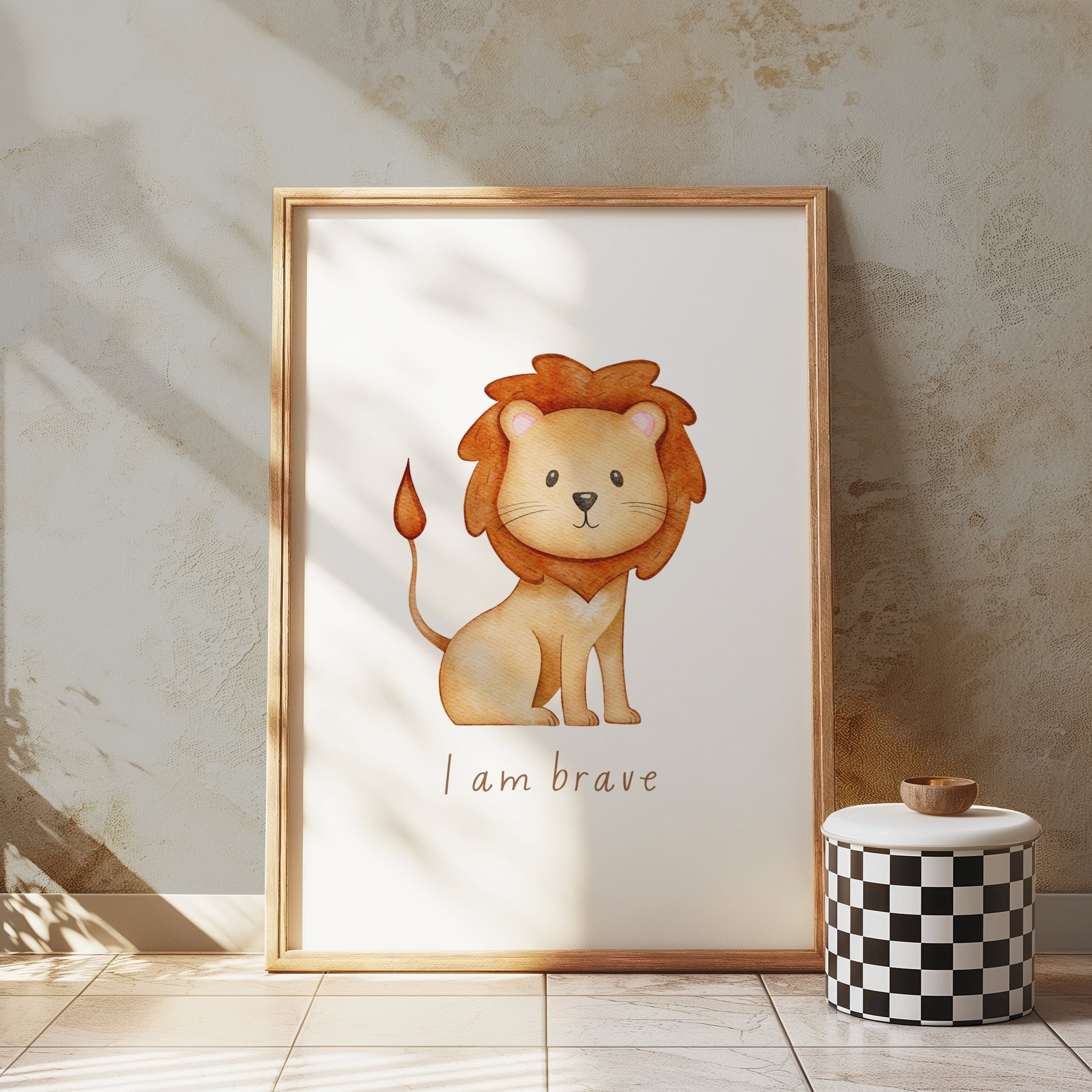 Premium Poster of Cute Illustrated Lion Artwork with Inspirational Quote Posters