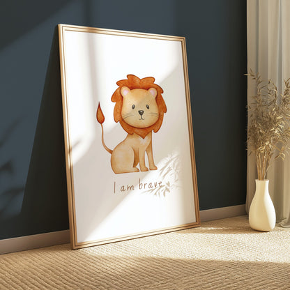 Premium Poster of Cute Illustrated Lion Artwork with Inspirational Quote Posters