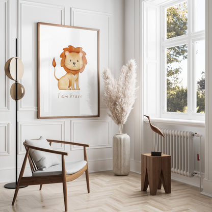 Premium Poster of Cute Illustrated Lion Artwork with Inspirational Quote Posters