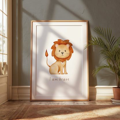 Premium Poster of Cute Illustrated Lion Artwork with Inspirational Quote Posters